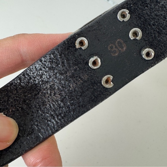 Vintage Black Y2K Grunge Studded Real Leather Belt Punk Rock Goth Size 30 main image 9